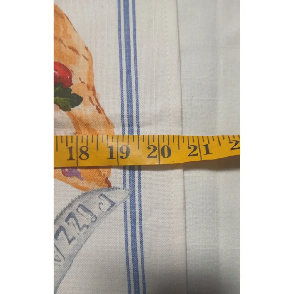 Sur la Table Pizza Watercolor Print Cotton Kitchen Dish Towel White Blue 20x30